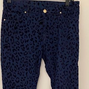 navy velvet and denim skinny jeans